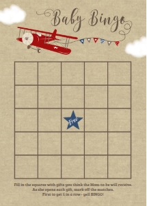 Airplane Baby Shower Baby Bingo: Airplane Baby Shower Printable Kit