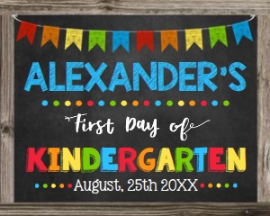 Kindergarten First Day with name for a boy 8 x 10 design preview