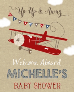 Airplane Baby Shower Welcome Sign 8 x 10 design preview