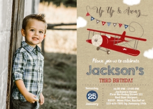 Airplane Birthday Invitation with Photo: Airplane Birthday Invitation with Photo