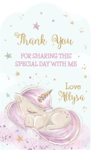 Unicorn Dream Big Thank you Cards: Unicorn Invitation Dream Big Birthday Invitation Portrait