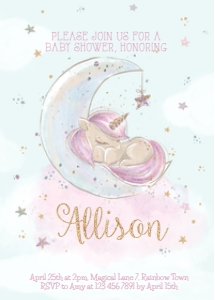 Unicorn Baby Shower Invitation Dream Big: Unicorn Baby Shower Invitation Dream Big