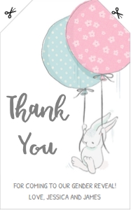 Bunny Gender Reveal Thank You Tags White: Bunny Gender Reveal Invitation White