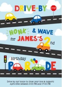 Drive-By Birthday Invitation for a Boy design preview