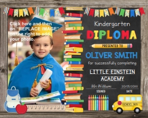 Kindergarten Graduation Diploma with Photo design preview