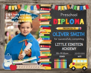 Preschool Graduation Diploma with Photo design preview