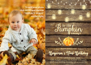 Pumpkin Birthday Photo Invitation: Pumpkin Birthday Photo Invitation