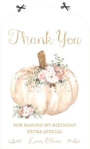 Floral Pumpkin Birthday Tag Pink design preview