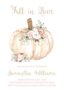 Pink and Gold Pumpkin with Flowers Bridal Shower Invitation: Floral Pumpkin Bridal Shower Thank You tag Pink
