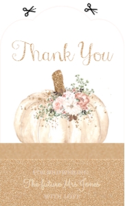 Floral Pumpkin Bridal Shower Thank You tag Pink design preview