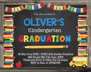 Kindergarten Graduation Invitation without Photo design preview