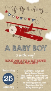 Smartphone Evite Airplane Baby Shower Invitation Digital design preview