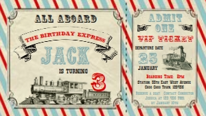 Smartphone Evite Train Ticket Invitation (digital use only, not for printing) design preview