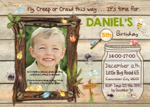 Printable Bugs Photo Invitation 5 x 7 design preview