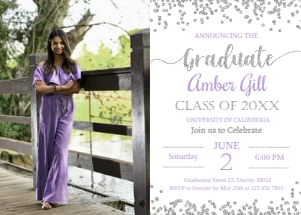 Graduation Invitation Silver Lavender: Graduation Invitation Silver Lavender