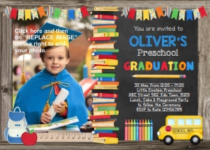 Preschool Graduation Photo Invitation design preview