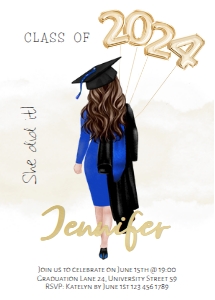 She did it Graduation Girl Blue Brown hair design preview