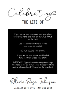 Memorial Sign 5 x 7 Celebrating the Life of Black Formal: Memorial Sign 5 x 7 Celebrating the Life of Black Formal