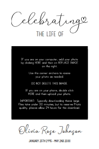 Memorial Sign 24 x 36 Celebrating the life Black Formal: Memorial Sign 5 x 7 Celebrating the Life of Black Formal