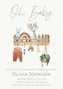 Oh Baby Boho Gender Neutral Invitation 5 x 7 Printable: Smartphone Oh Baby Boho Gender Neutral Invitation Evite (Digital only, not for printing)