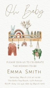 Smartphone Oh Baby Boho Gender Neutral Invitation Evite (Digital only, not for printing): Smartphone Oh Baby Boho Gender Neutral Invitation Evite (Digital only, not for printing)