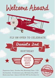 Airplane Ticket Invitation 5 x 7 Printable: Airplane Ticket Invitation 5 x 7