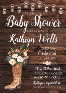 Baby Shower Floral Rustic Boot Invitation 492271560 design preview