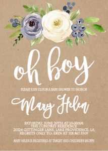 Baby Shower Kraft Blue Floral Oh Baby: Baby Shower Kraft Blue Floral Oh Baby