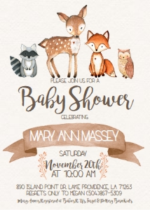 Baby Shower Woodland Animal Banner Invitation: Baby Shower Woodland Animal Banner Invitation 520896268