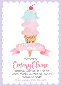 Birthday Ice Cream Cone Purple Scallop: Birthday Ice Cream Cone Purple Scallop