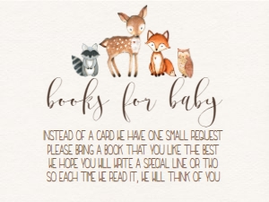 Baby Shower Woodland Animals Book Card: Baby Shower Woodland Animal Banner Invitation 520896268