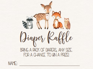 Baby Shower Woodland Animal Banner Diaper Raffle: Baby Shower Woodland Animal Banner Invitation 520896268