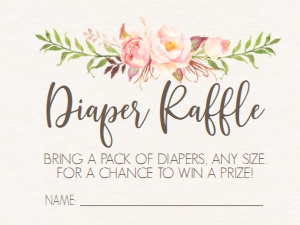 Baby Shower Woodland Pink Floral Diaper Raffle: Baby Shower Woodland Pink Floral 534714723