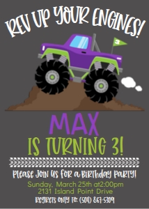 Birthday Monster Truck Purple: Birthday Monster Truck Purple