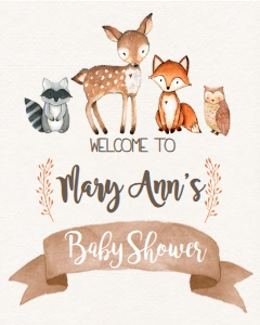 BSS Woodland Plain Welcome: Baby Shower Woodland Animal Banner Invitation 520896268