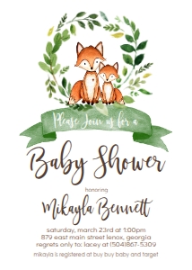 Baby Shower Green Wreath Fox Invitation: Baby Shower Green Wreath Fox Invitation 535818551