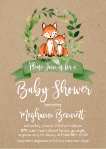 Baby Shower Green Wreath Kraft Fox Invitation: Baby Shower Green Wreath Kraft Fox Invitation 522007310