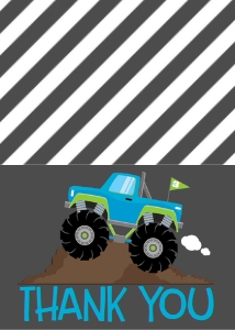 Birthday Monster Truck Blue Thank You: Birthday Monster Truck Blue 240770706
