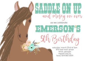 Birthday Horse Peach Mint 7x5: Birthday Horse Peach Mint 7x5