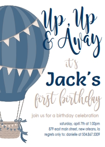 Birthday Hot Air Balloon Navy: Birthday Hot Air Balloon Navy