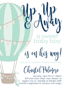 Baby Shower Hot Air Balloon Aqua Invite: Baby Shower Hot Air Balloon Aqua Invite 522683140