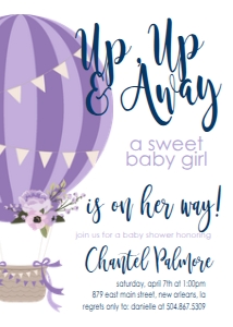 Baby Shower Purple Balloon Invitation: Baby Shower Purple Balloon Invitation Kit