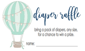 Baby Shower Hot Air Balloon Aqua Diaper Raffle: Baby Shower Hot Air Balloon Aqua Invite 522683140