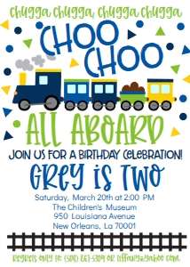 Birthday Train Blue Green design preview