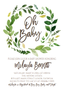 Baby Shower Oh Baby Greenery Wreath Invitation 652389956 design preview