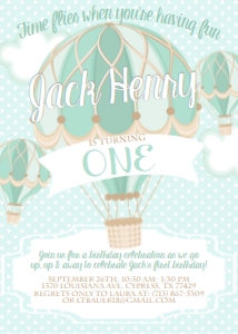 Birthday Hot Air Balloon Aqua: Birthday Hot Air Balloon Aqua