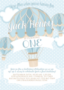 Birthday Hot Air Balloon Blue: Birthday Hot Air Balloon Blue