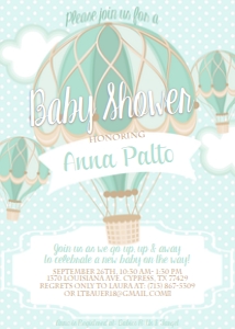 Baby Shower Hot Air Balloons Mint Aqua: Baby Shower Hot Air Balloons Mint Aqua