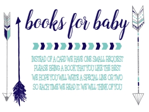 Baby Shower Adventure Arrow Navy Aqua Book Card: Baby Shower Adventure Arrow Navy Aqua