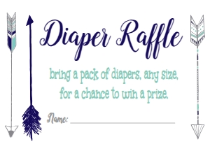Baby Shower Adventure Arrow Navy Aqua Diaper Raffle: Baby Shower Adventure Arrow Navy Aqua